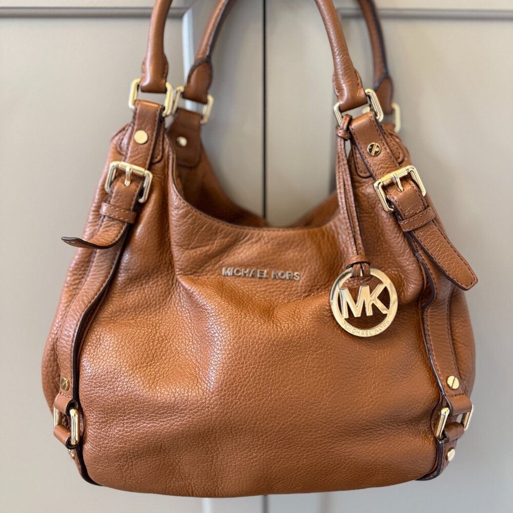 Michael Kors Cognac Bedford Belted Large Leather Shoulder Bag